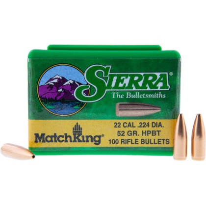 Sierra Bullets .22 Cal .224 - 52gr Hpbt Match 100ct