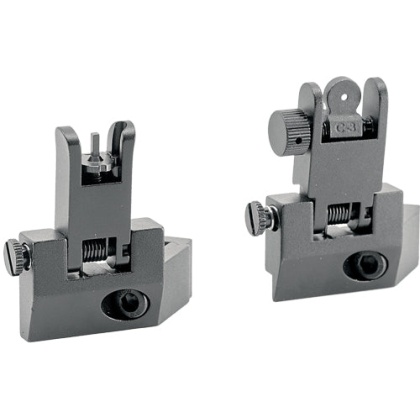 Je Flip Up Front-rear Sight - 45 Degree Offset Aluminum Blk