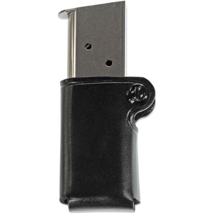 Galco Single Mag Pouch Leather - 9-40 Double Stack Metal Mag Bl