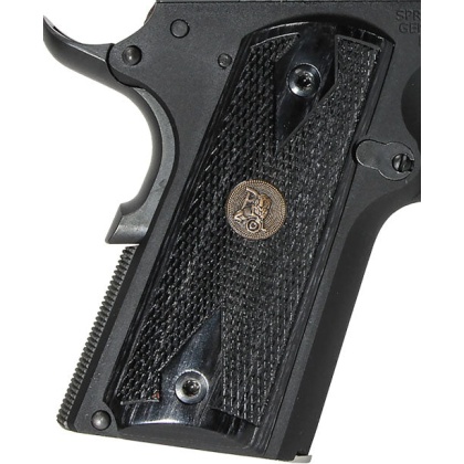Pachmayr Laminated Wood Grips - 1911 Officer Charcoal Checker<