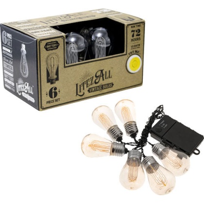 Promier Led Edison Bulb 6 - Piece String Light 3aa Notincl