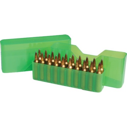 Mtm Ammo Box Large Rifle 20 - Rounds Slip Top Clear Green