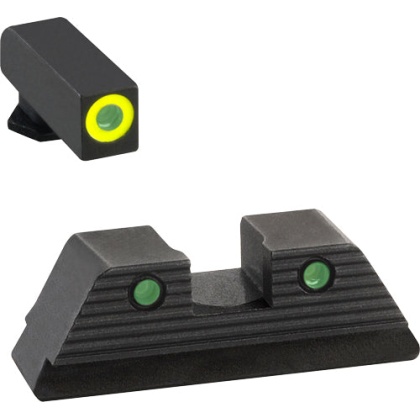 Ameriglo Tritium Trooper Glock - 17-19 3-dot Mos Lumigreen Frnt